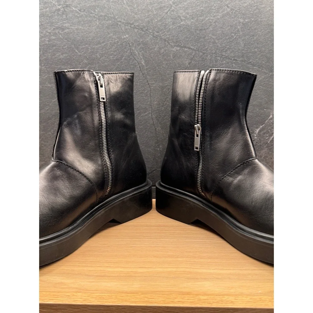 Sandro Zipper Boot Mens 42 Black Leather Ankle Boots FW25 $615